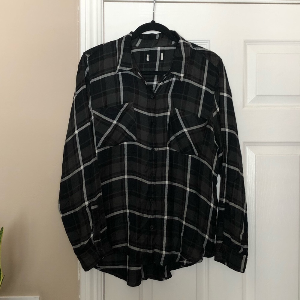 Plaid Button Up | Dark Green | Large